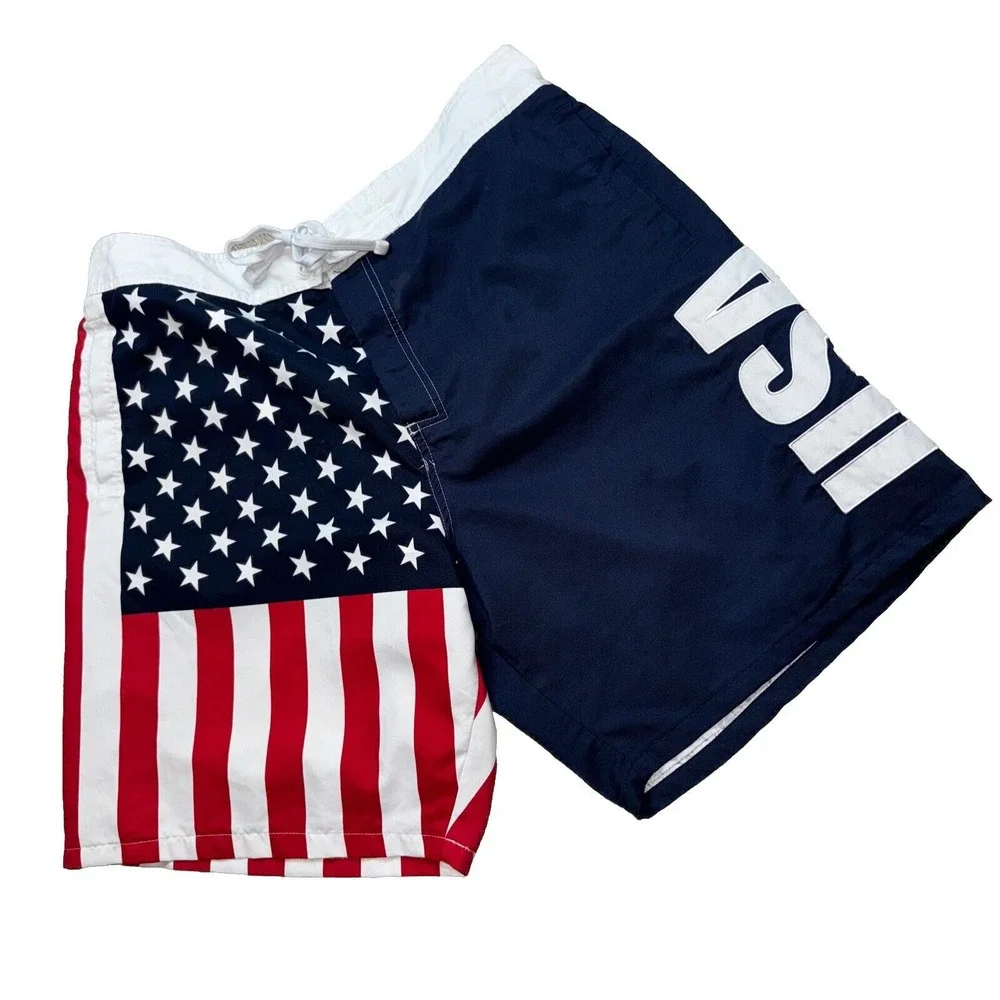 World Calhoun Sports Men's XXL‎ Swimsuit USA Flag Patriot 4th of July